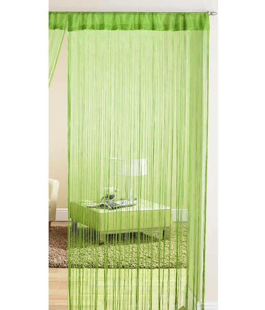     			Homefab India Solid Semi-Transparent Rod Pocket Door Curtain 7ft (Pack of 1) - Green