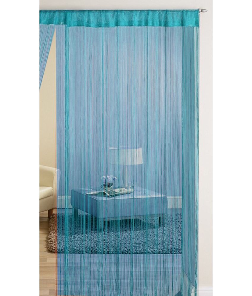     			Homefab India Solid Semi-Transparent Rod Pocket Long Door Curtain 9ft (Pack of 1) - Turquoise