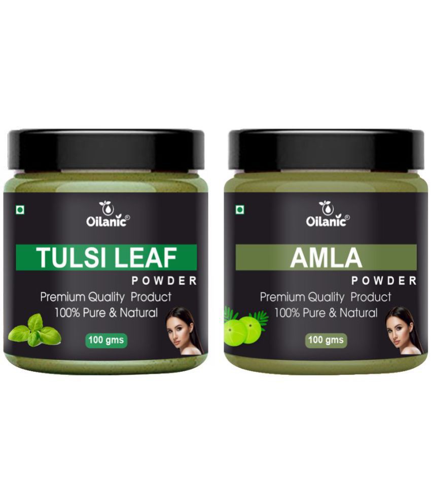     			Oilanic 100% Pure Tulsi Powder & Amla Powder For Skincare Hair Mask 200 g Pack of 2