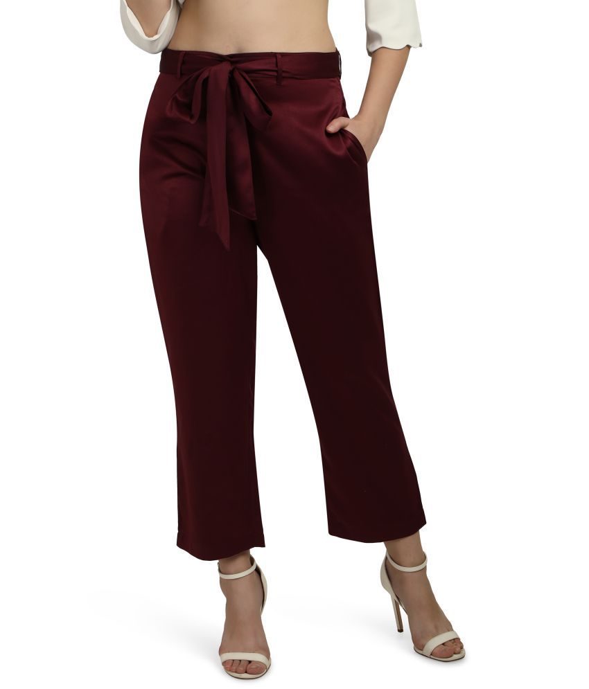     			Smarty Pants - Satin Regular Wine Women's Casual Pants ( Pack of 1 )