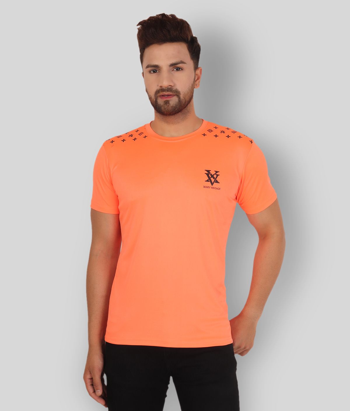     			xohy - Orange Cotton Blend Regular Fit Men's T-Shirt ( Pack of 1 )