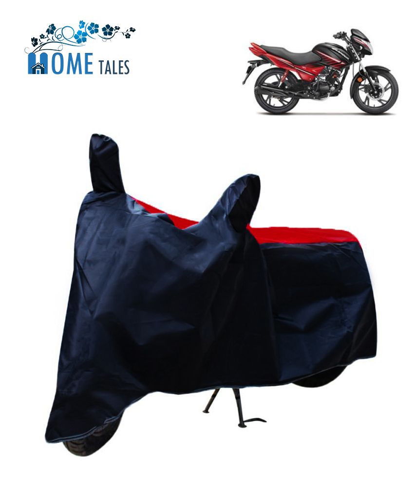     			HOMETALES Dustproof Bike Cover For Hero Glamour with Mirror Pocket - Red & Blue