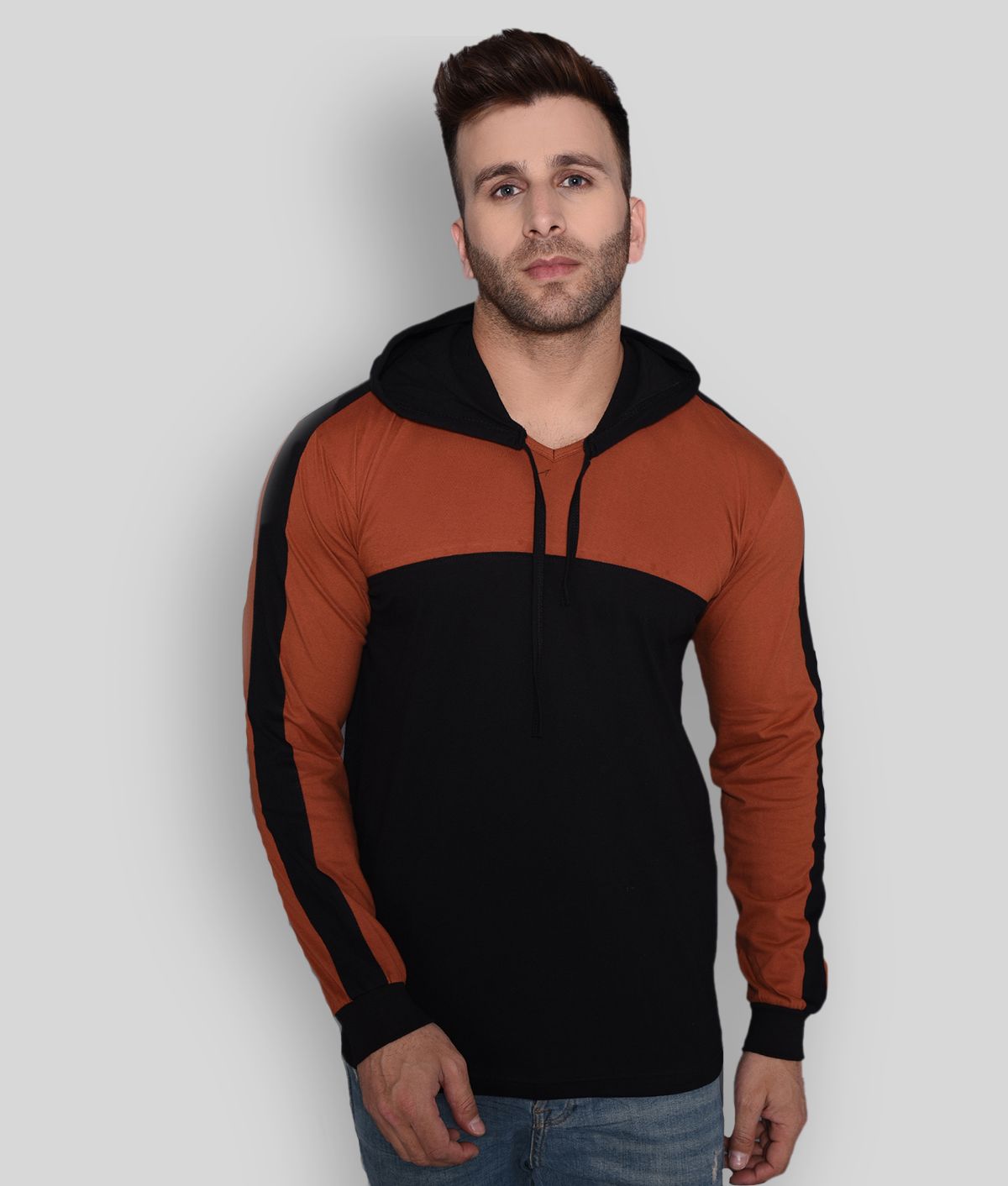 Brown Cotton Regular Fit Men's T-Shirt 