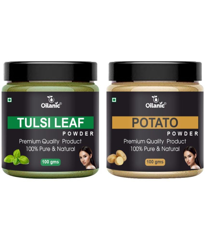    			Oilanic 100% Pure Tulsi Powder & Potato Powder For Skincare Hair Mask 200 g Pack of 2