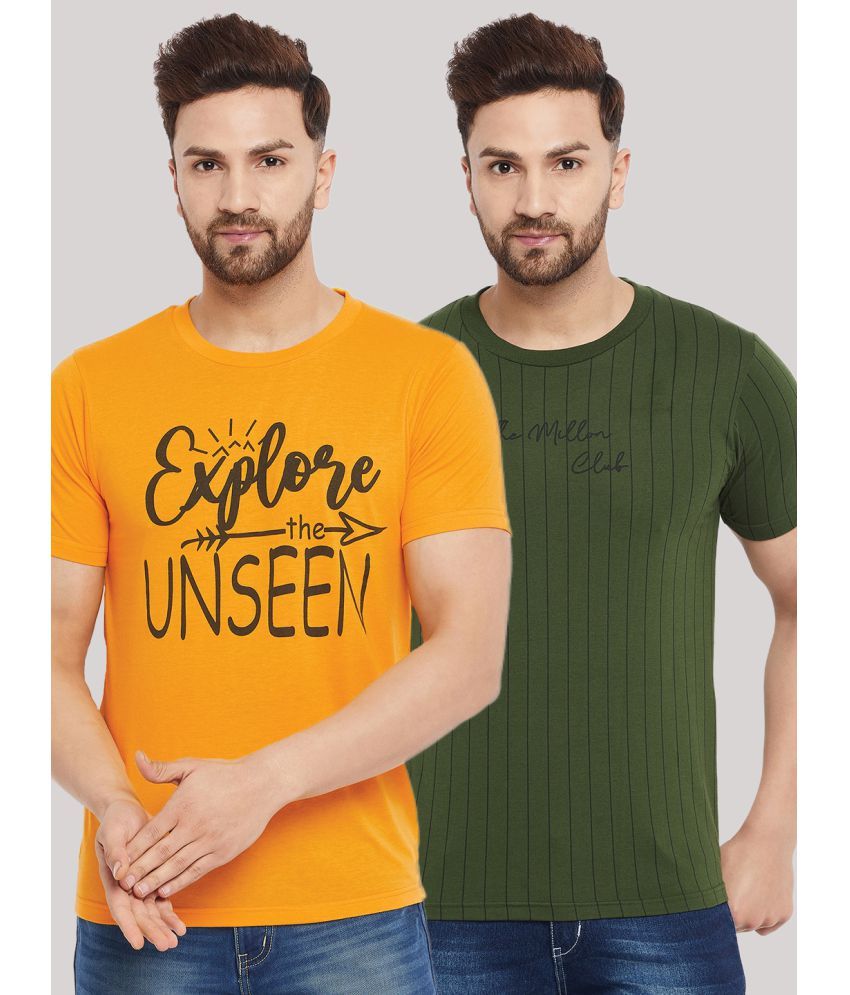     			The Million Club Pack of 2 Cotton Blend Regular Fit Men's T-Shirt ( Yellow )