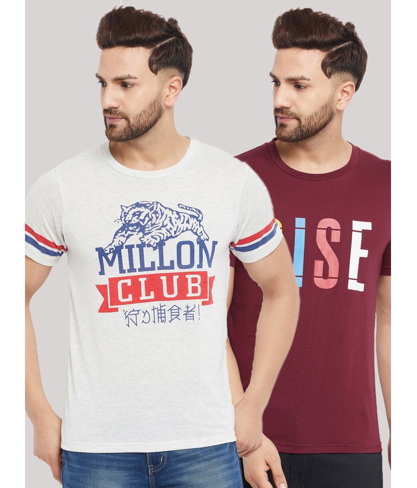     			The Million Club - Cotton Blend Regular Fit White Men's T-Shirt ( Pack of 2 )