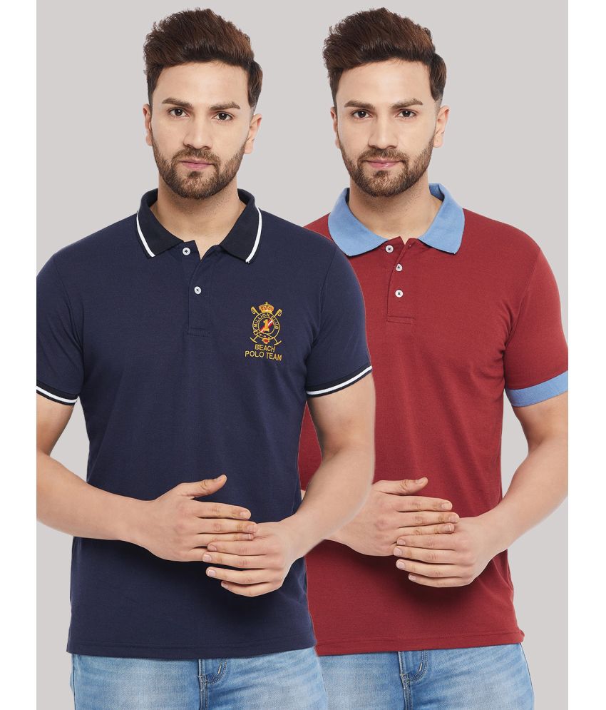     			The Million Club - Cotton Blend Regular Fit Navy Men's Polo T Shirt ( Pack of 2 )