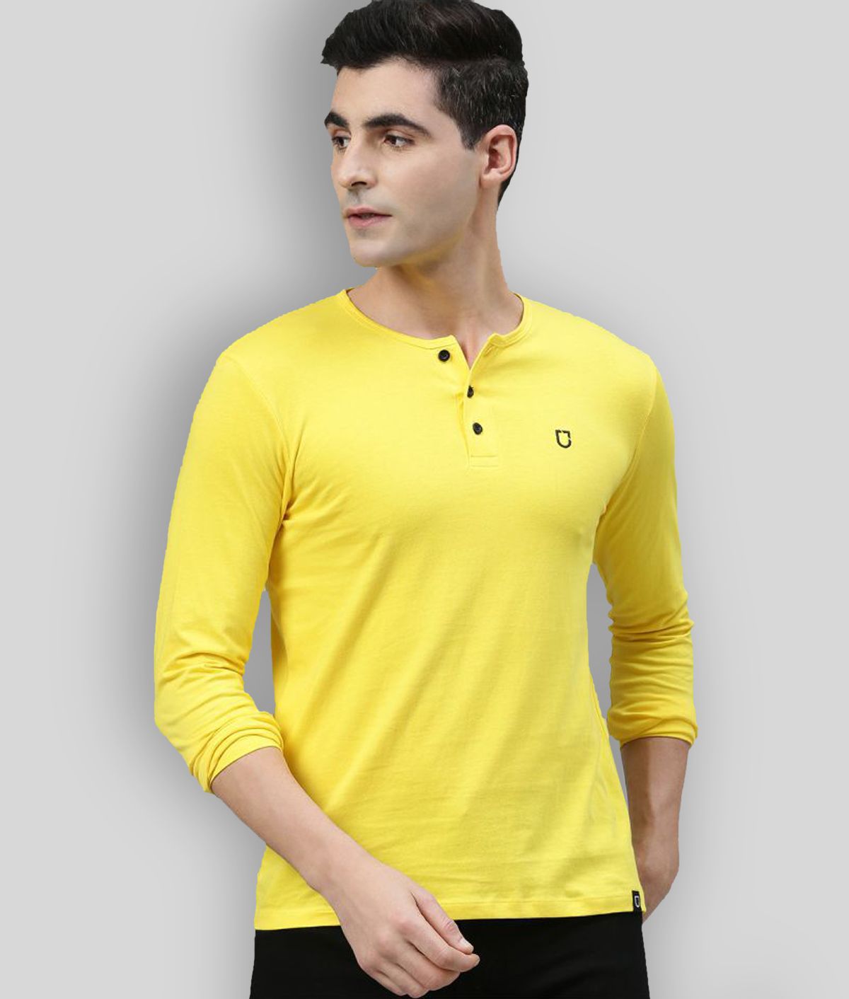     			Urbano Fashion - Yellow Cotton Slim Fit Men's T-Shirt ( Pack of 1 )