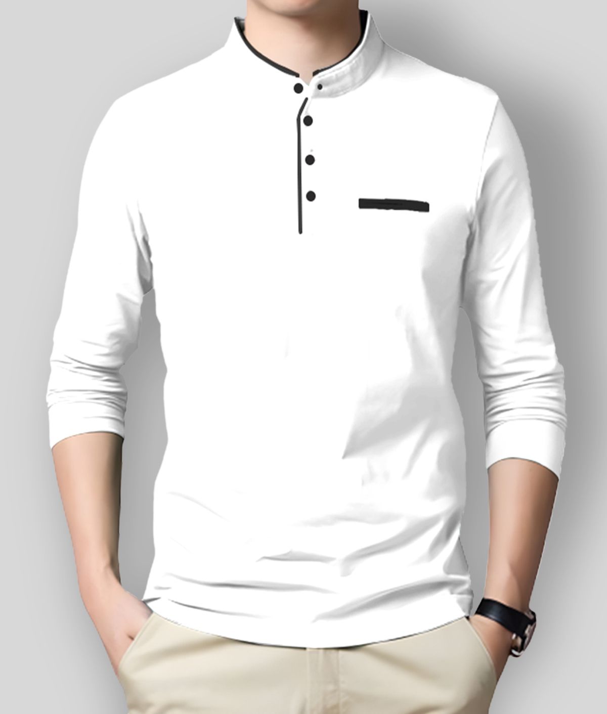     			AUSK - White Cotton Blend Regular Fit  Men's T-Shirt ( Pack of 1 )