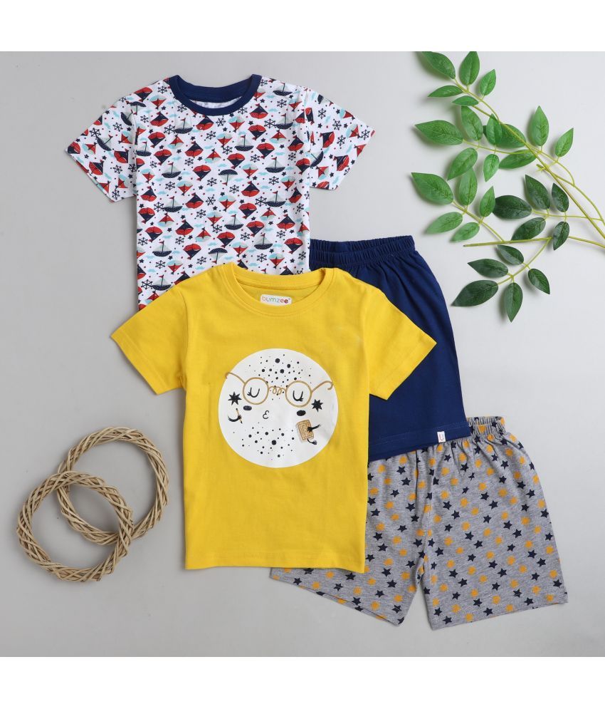     			BUMZEE Yellow & Navy Boys T-Shirt & Short Set Pack of 2 Age  - 5-6 Years