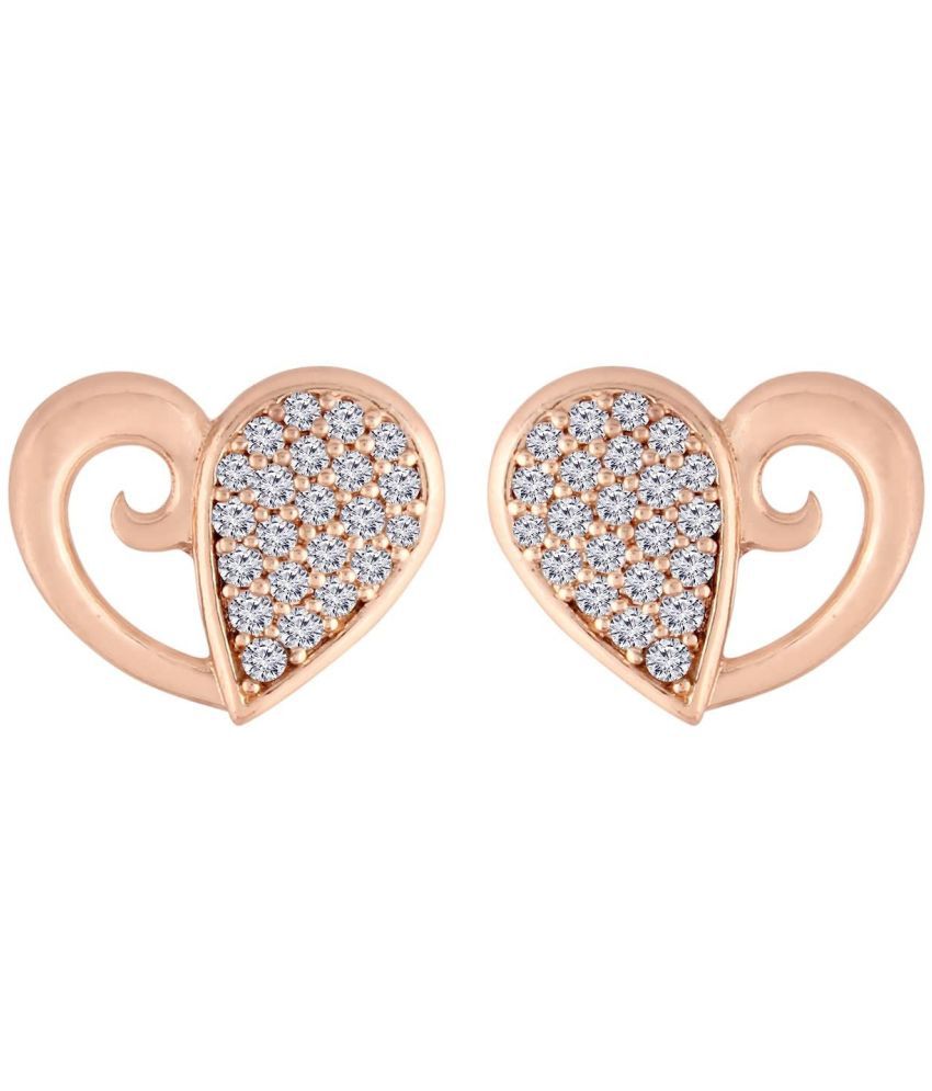     			I Jewels 18k Rose Gold Plated Glittering Crystal AD Stone Heart Shaped Stud Earrings for Women & Girls (E2895)
