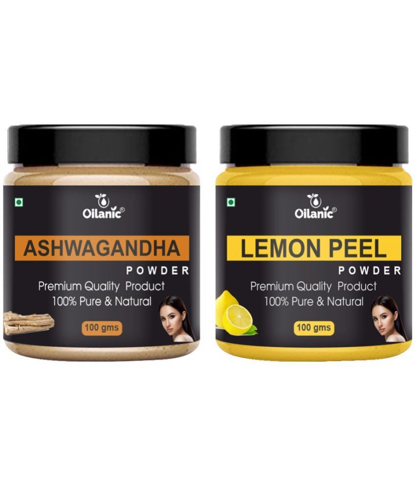     			Oilanic 100% Pure Ashwagandha Powder & Lemon Peel Powder For Skin Hair Mask 200 g Pack of 2