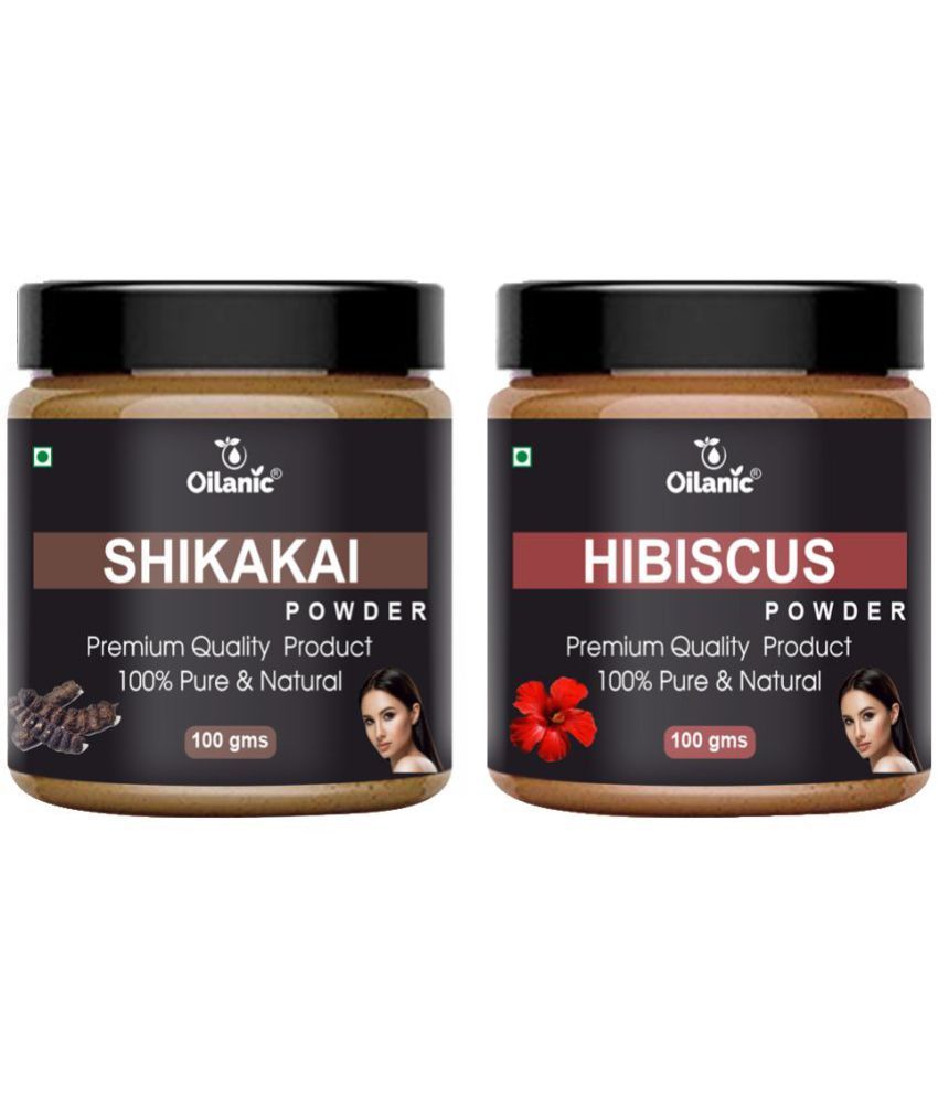     			Oilanic 100% Pure Shikakai Powder & Hibiscus Powder For Skin Hair Mask 200 g Pack of 2