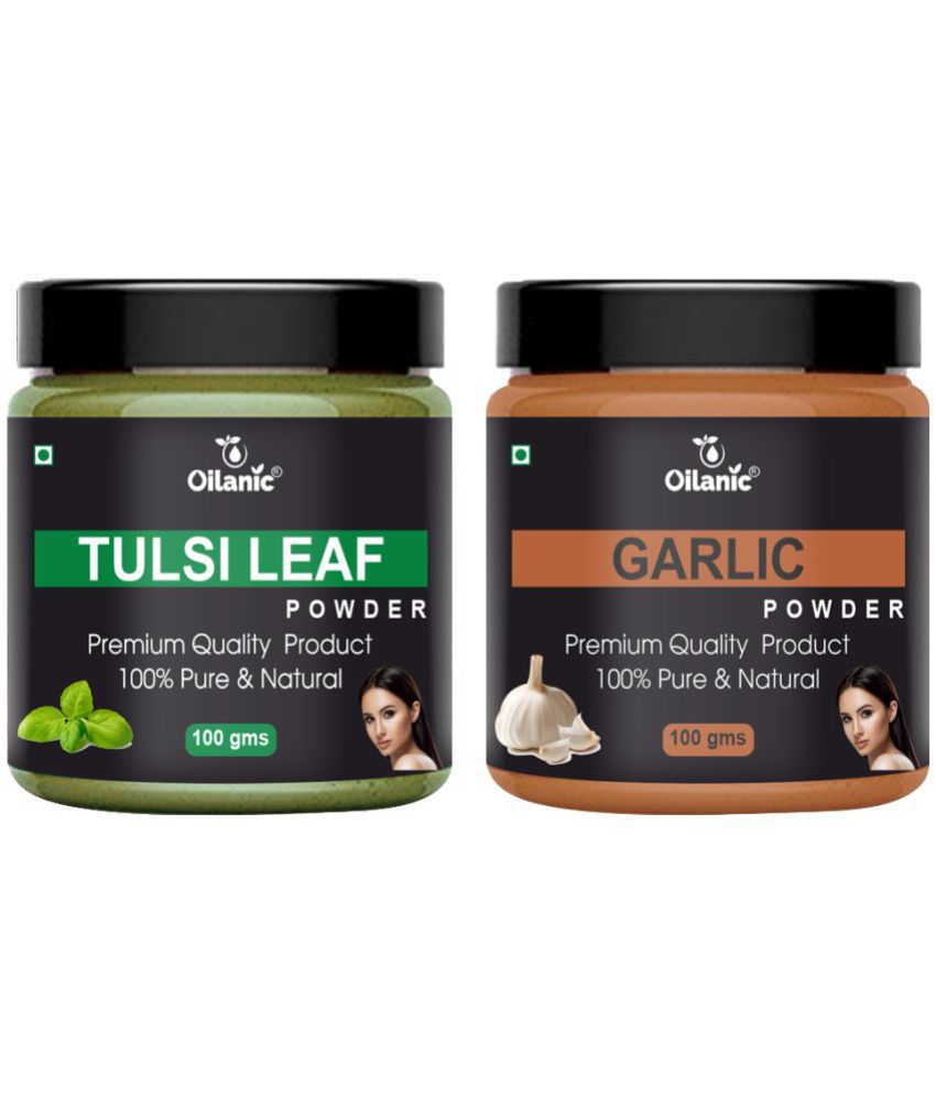     			Oilanic 100% Pure Tulsi Powder & Garlic Powder For Skincare Hair Mask 200 g Pack of 2