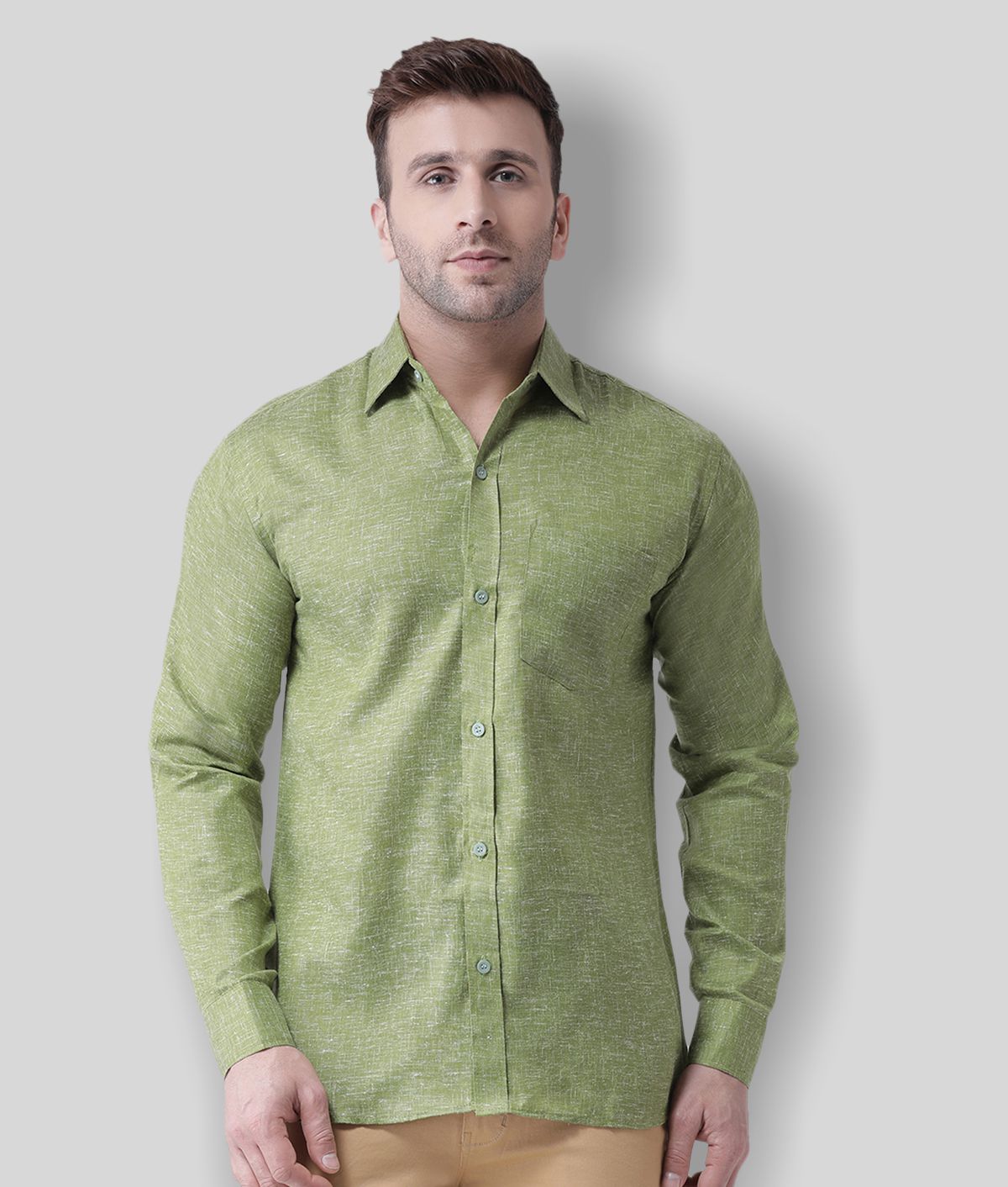 RIAG - Green Linen Regular Fit Men's Casual Shirt (Pack of 1)