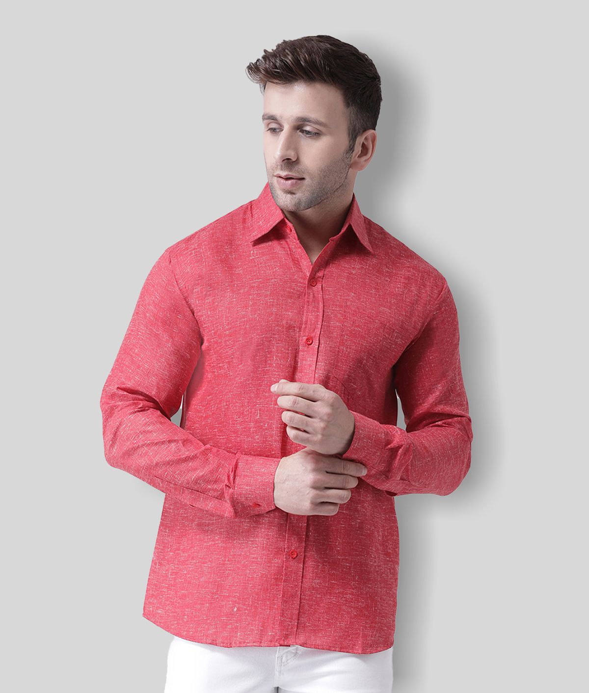 RIAG - Red Linen Regular Fit Men's Casual Shirt (Pack of 1)