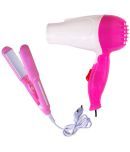 Lenon LE 1290 Hair Dryer and 8006 Hair straightener combo (Pink)