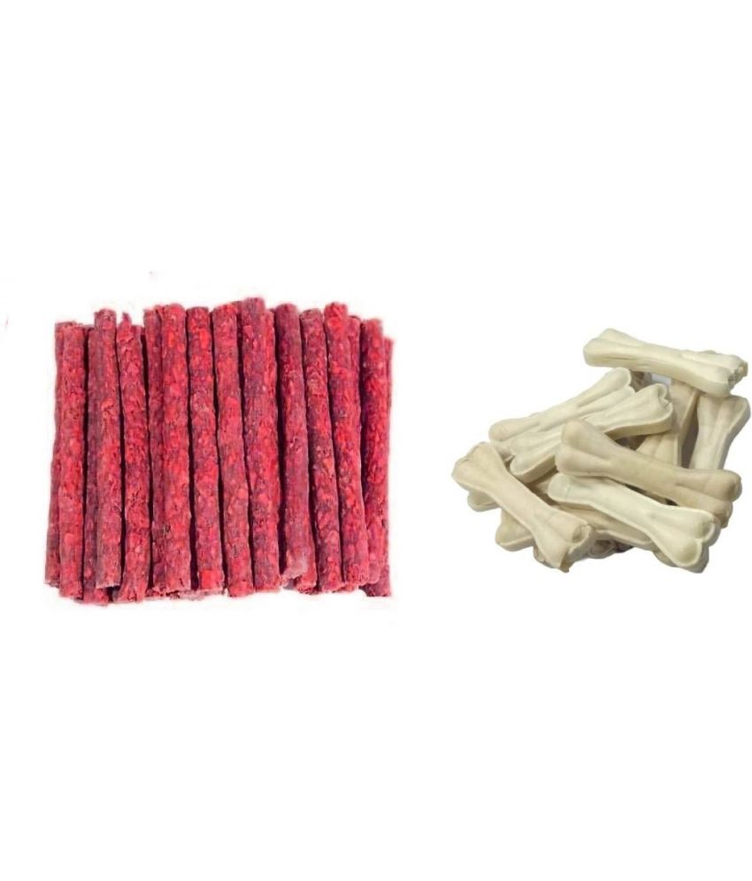     			BLACKNOSE Dog Mutton Munchy Stick Pack of 550gm + 10 Bones of 5 Inch Combo