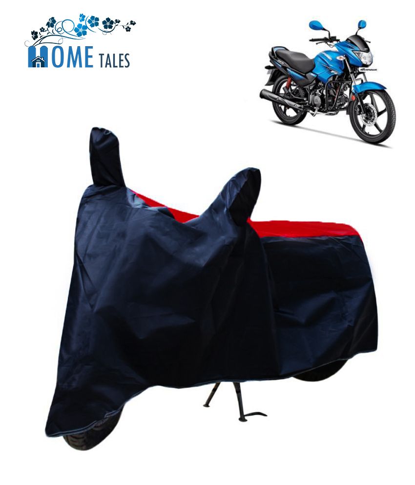     			HOMETALES Dustproof Bike Cover For Hero Glamour Fi with Mirror Pocket - Red & Blue