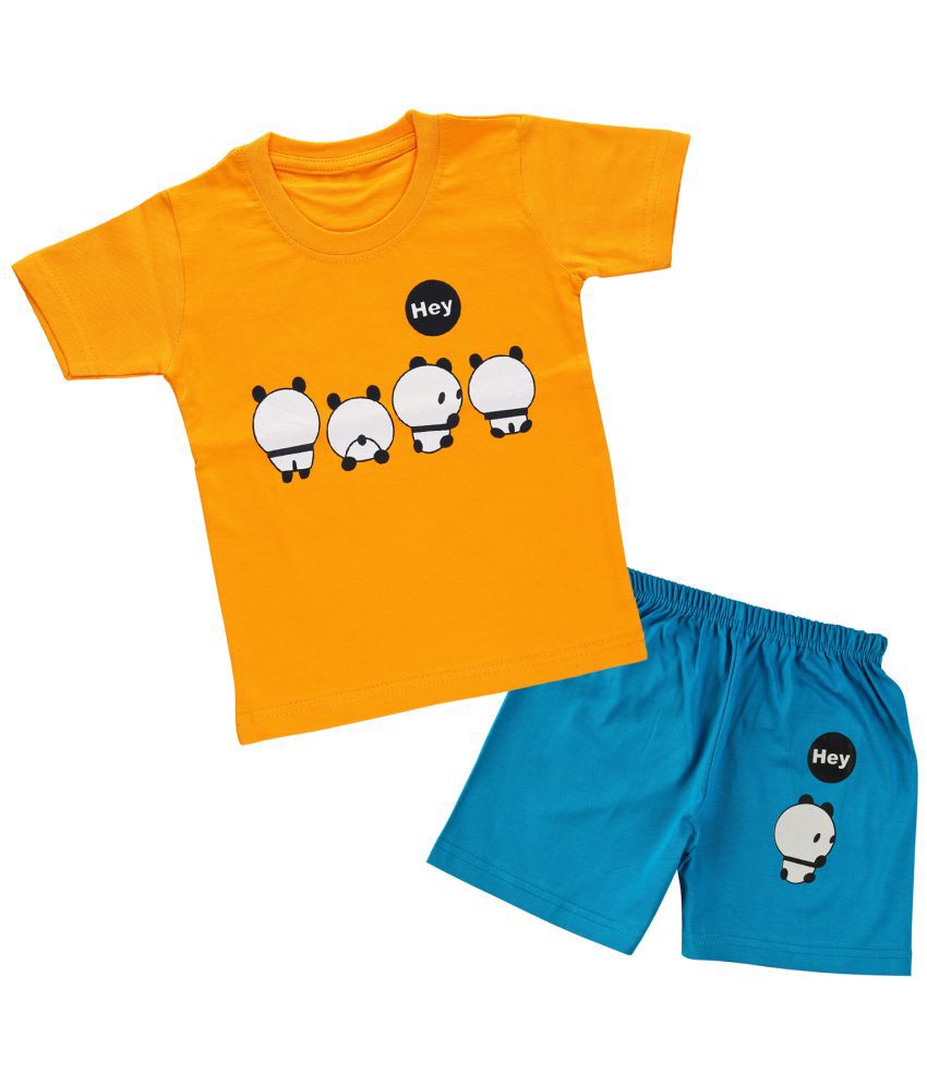     			CATCUB Boys and Girls Cotton Clothing Set - Half Sleeves (CC-175-2-3; Yellow; 2-3 Years)