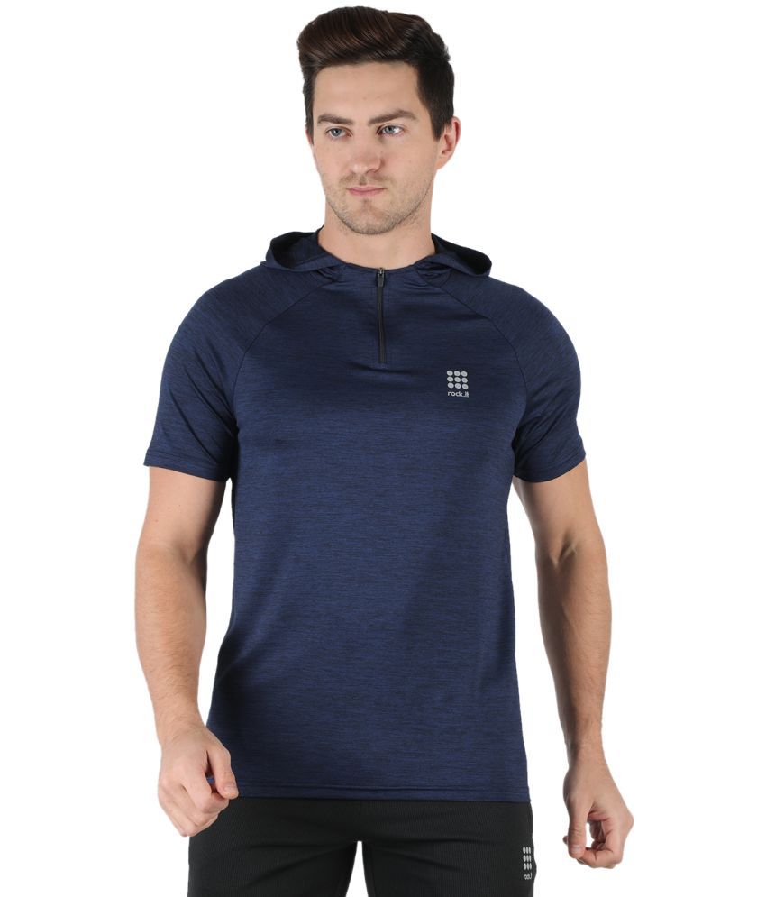     			Rock.it - Polyester Slim Fit Navy Men's Sports T-Shirt ( Single Pack )
