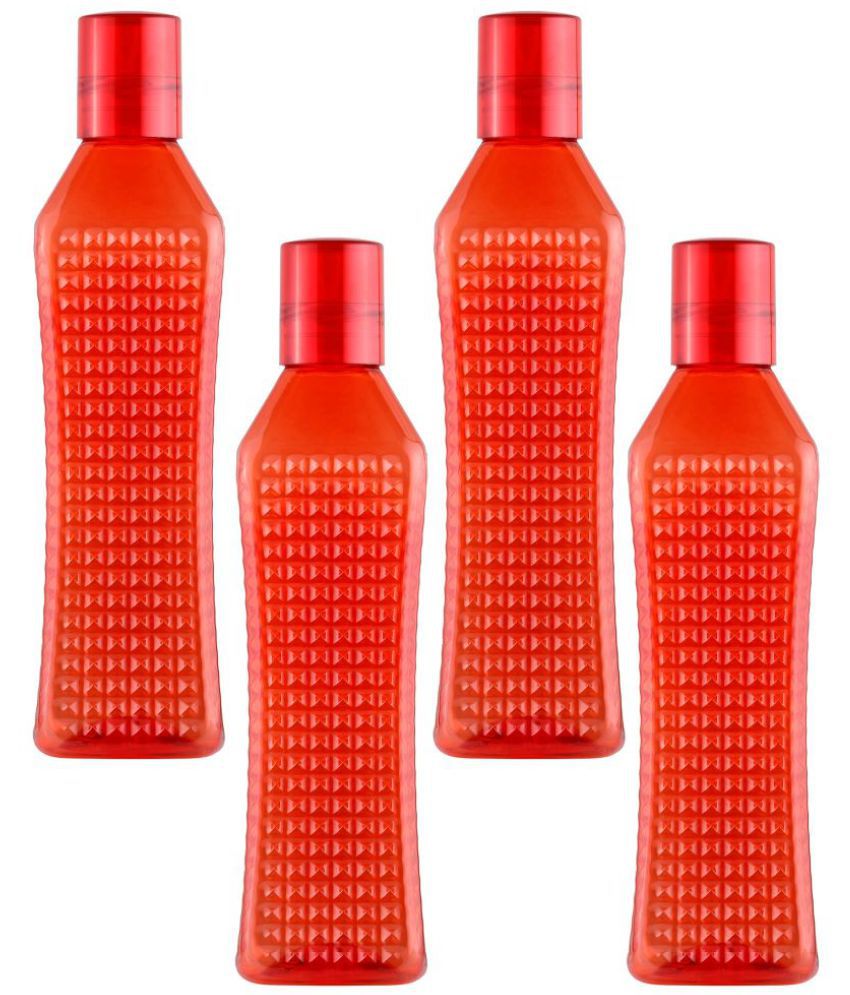     			SNAZZYNEST HomeeWare Big Pet Fridge Bottle Set of 4 -Black Red 1000 mL Plastic Fridge Bottle set of 4