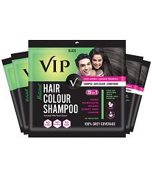 VIP HAIR COLOUR SHAMPOO, Black, 20ml, (Pack of 5) Permanent Hair Color Black 20 mL