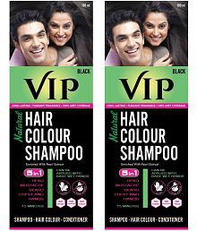 VIP Hair Colour Shampoo, Black, 180ml (Pack of 2) for Men and Women - Alternate to Hair Dye