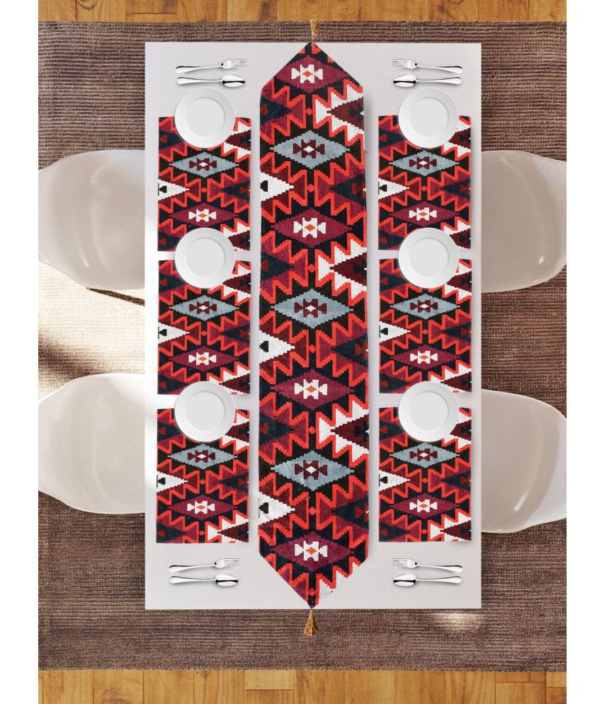     			AAZEEM Printed Table Runner with Tassels, Klim Desgin Table Runner with 4 Placemat, 180 cm X 30 cm