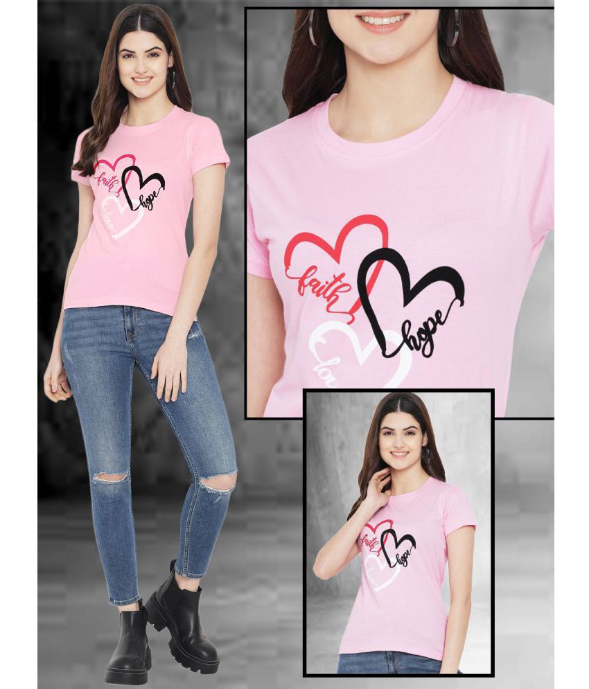 Fabflee - 100% Cotton Regular Pink Women's T-Shirt ( Pack of 1 )