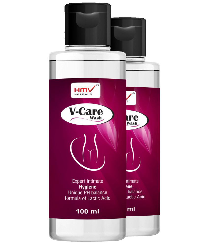 HMV Herbals V-Care Wash for Women Natural Intimate Cleansing Liquid 100 mL Pack of 2