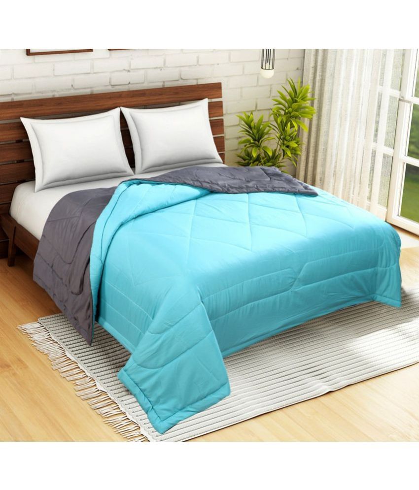 HOMETALES Single Cotton Gray Plain Comforter Coordinated Buy