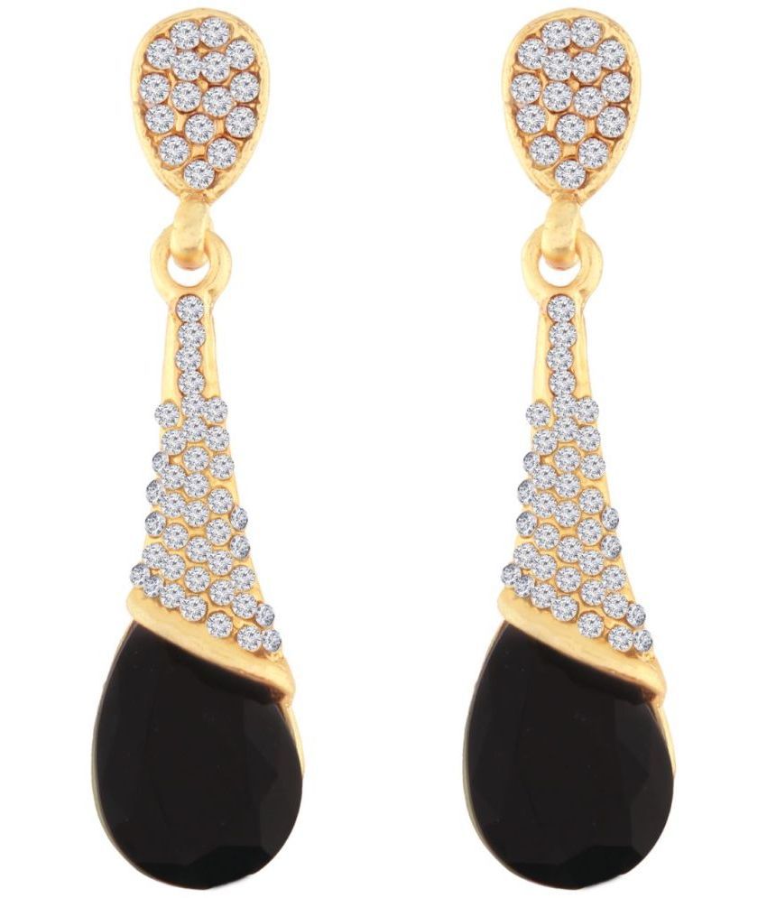    			I Jewels Gold Plated Black Stone Studded CZ American Diamond Earring for Women (2707B)