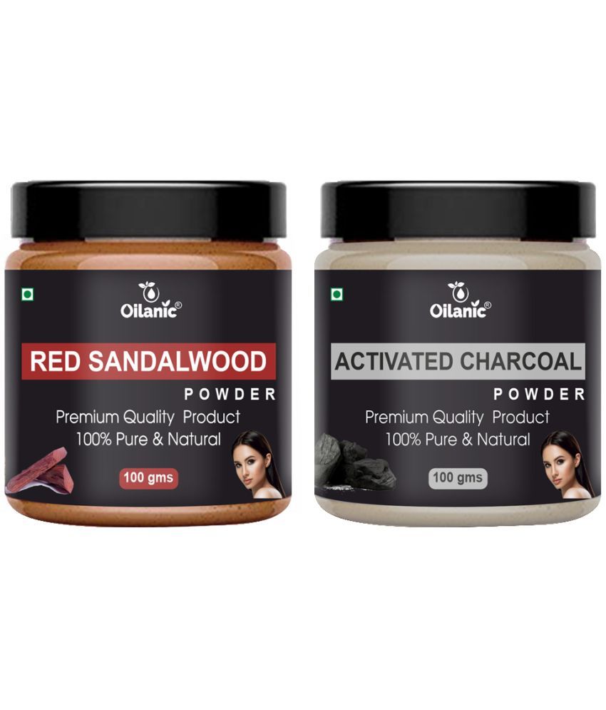     			Oilanic 100% Red Sandalwood Powder & Charcoal Powder For Skincare Hair Mask 200 g Pack of 2