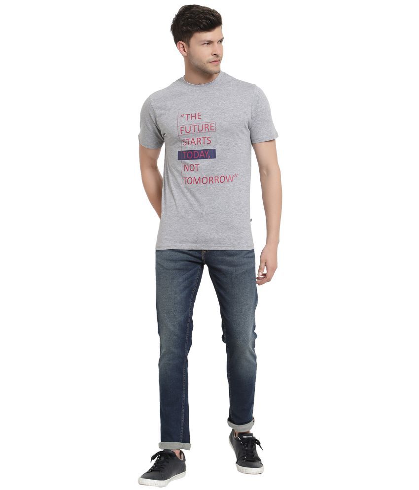     			Proteens - Cotton Regular Fit Grey Melange Men's T-Shirt ( Pack of 1 )