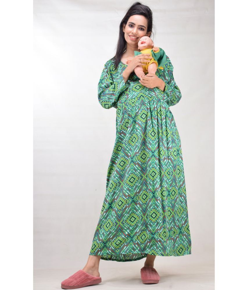     			CLYMAA Green Rayon Gown -