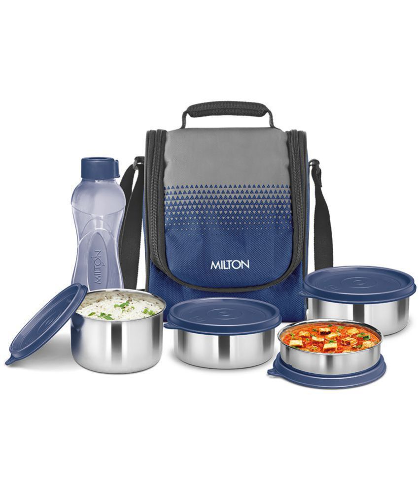 Milton Tasty 4 Stainless Steel Combo Lunch Box with Bottle, Blue