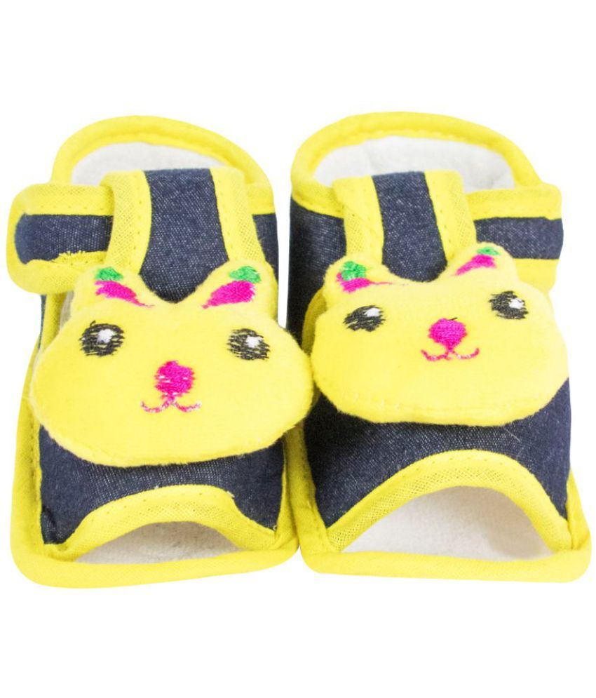     			Neska Moda 6 To 12 Months Baby Boys & Girls Bunny Face Cotton Sandal Booties (Yellow,Blue)