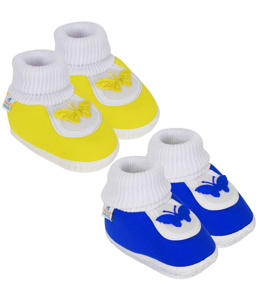     			Neska Moda Set of 2 Pair Baby Boys & Baby Girls Butterfly Cotton Booties For 12 to 24 Months (Yellow,Blue)