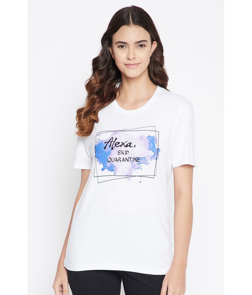     			Clovia - Cotton Blend Regular White Women's T-Shirt ( Pack of 1 )