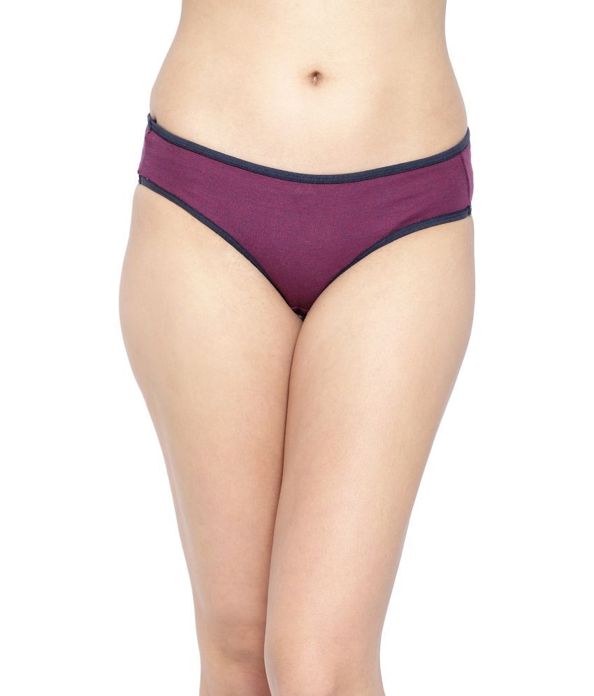     			Clovia Cotton Solid Women's Bikini ( Purple )