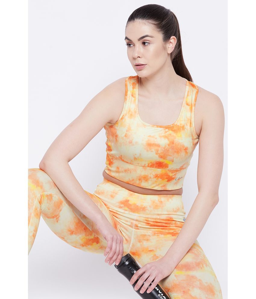     			Clovia - Polyester Lightly Padded Orange Women's Sports Bra ( Pack of 1 )