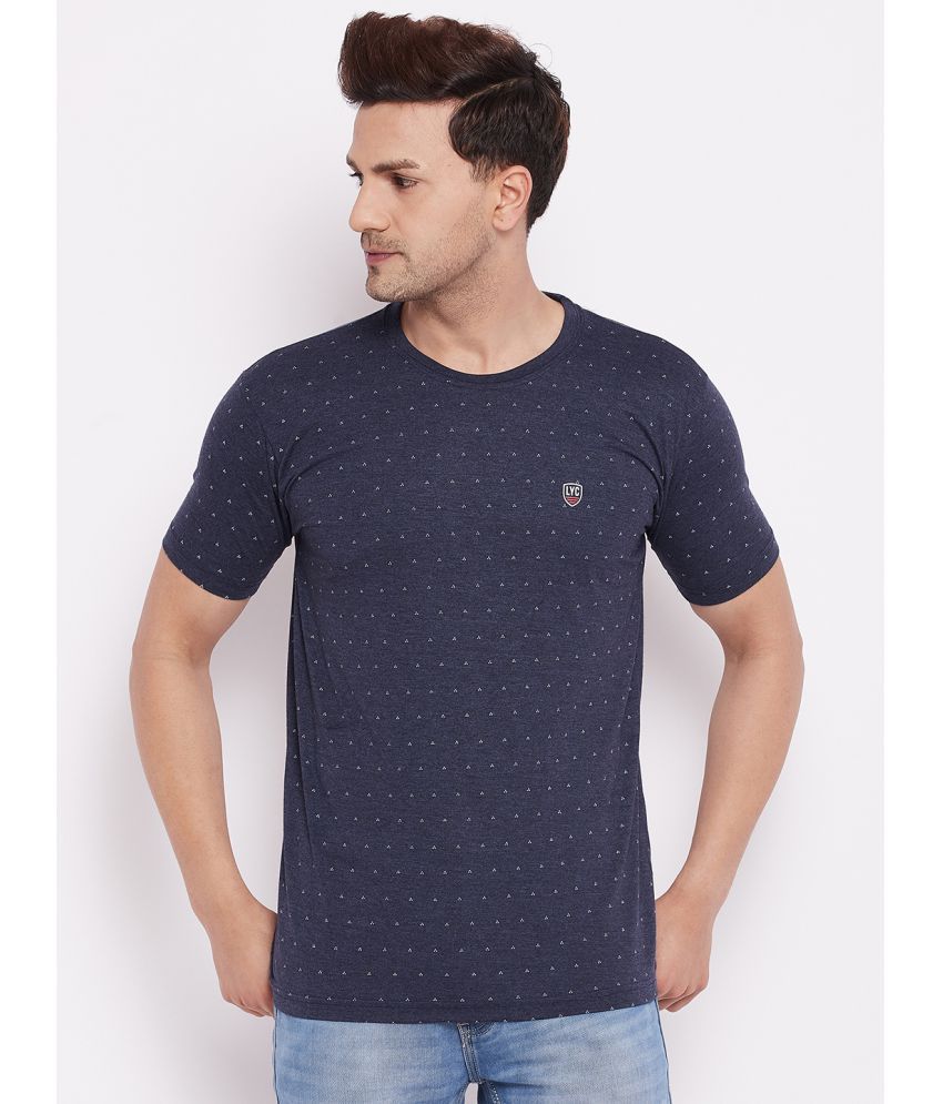     			Lycos - Cotton Regular Fit Navy Blue Men's T-Shirt ( Pack of 1 )