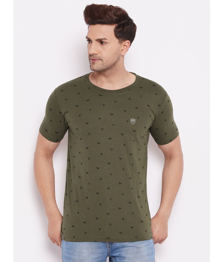     			Lycos - Cotton Regular Fit Olive Men's T-Shirt ( Pack of 1 )