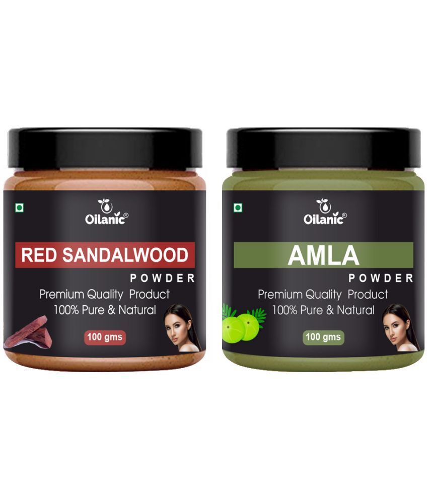     			Oilanic 100% Red Sandalwood Powder & Amla Powder For Skincare Hair Mask 200 g Pack of 2