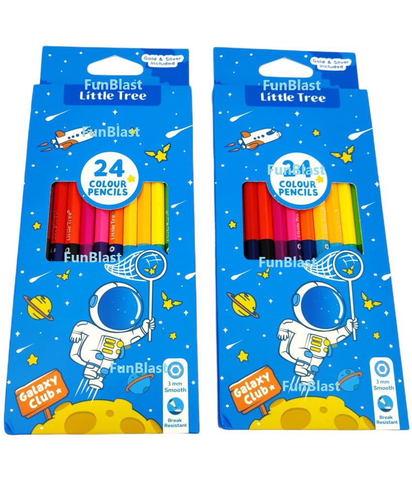 FunBlast Pencil Colors - Pencil Color for Kids, Color Pencils Set, Pencil Colors for Artists, Color Set, Color Set for Kids, Colors Set, Birthday Return Gift for Kids, Stationary Set for Kids (24 Pcs)