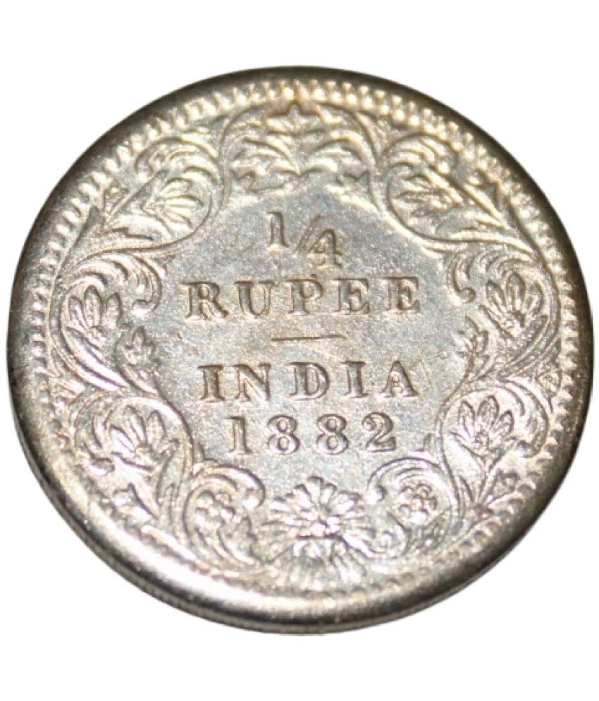     			Queen - 1/4 Rupee 1882 British India old Rare silverplated Coin