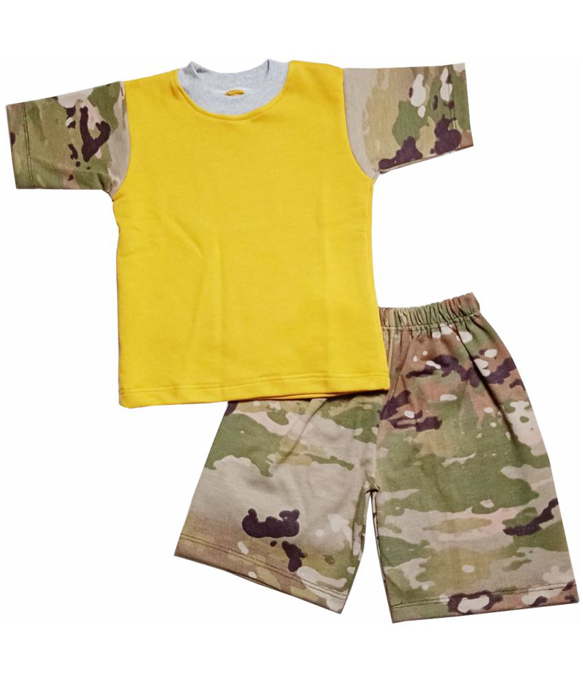     			harshvardhanmart.com - 100% Cotton Mustard Boys T-Shirt & Shorts ( )