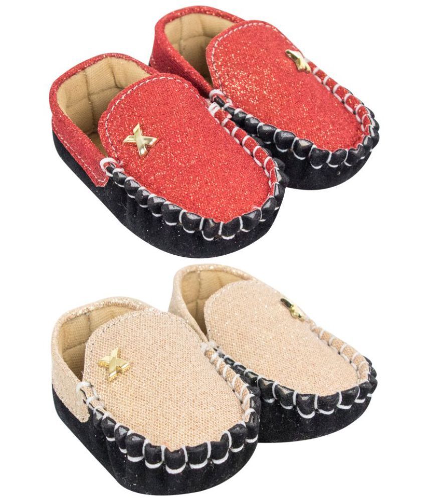     			Neska Moda Set of 2 Pair 6 To 12 Months Baby Boys Synthetic Leather Baby Loafer Booties (Red, Black, Brown) -BT920andBT921