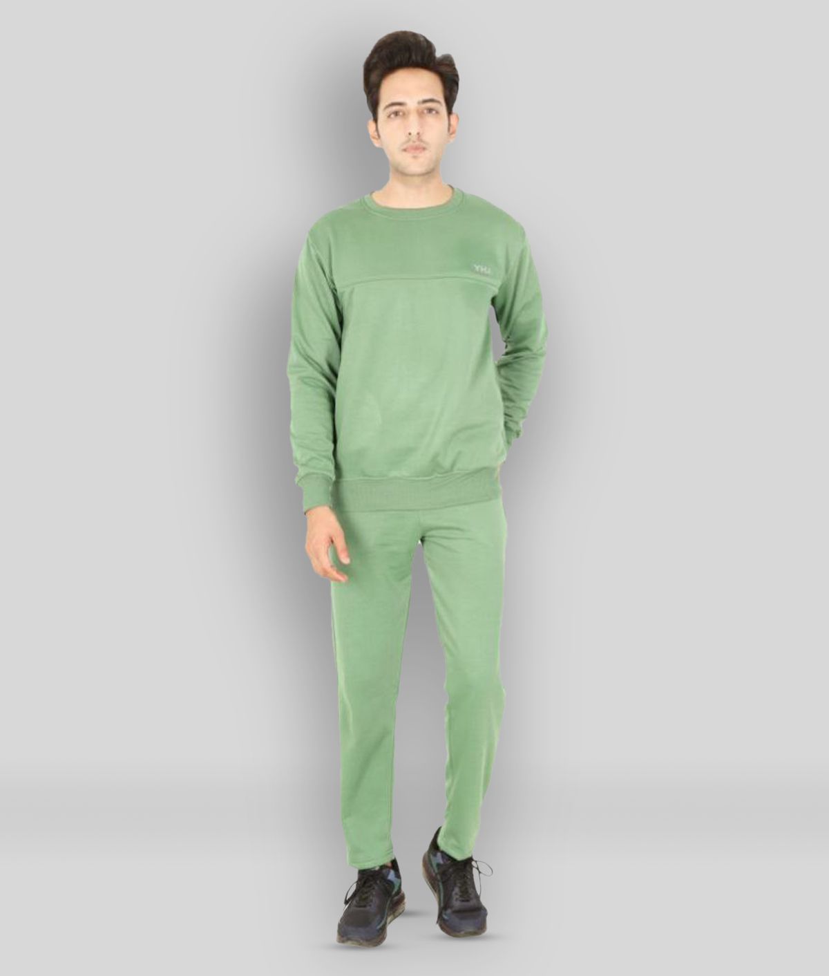 YHA - Green Fleece Regular Fit Solid Men's Sports Tracksuit ( Pack of 1 )